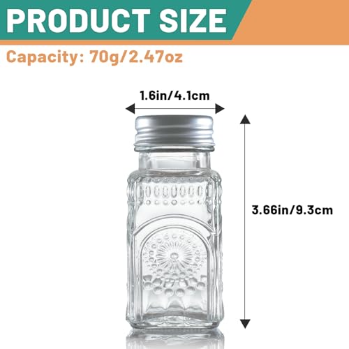 image for Wongblee 2 Pack Glass Salt and Pepper Shakers Set, Vintage Spice Shake