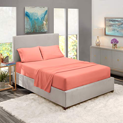 Nestl Deep Pocket King Sheets: 4 Piece King Size Bed Sheets With Fitted Sheet, Flat Sheet, Pillow Cases - Extra Soft Microfiber Bedsheet Set With Deep Pockets For King Sized Mattress - Misty Rose #TOP9