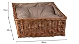 e-wicker24 Alles aus Weide Hundekorb aus Weide für Hund und Katze Hundebett Katzenbett mit Kissen Tierkorb geflochten Katzenkorb rechteckig Liegestuhl 80x50 H10/18