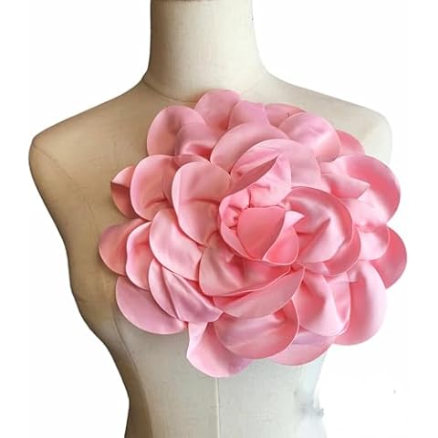 Heyiwell Large Satin Fabric flower for Brooch Pin Wedding Party Dance Dress Suit Clothes Head Hair Accessories DIY Decor 9.45"Inch, Light Pink Cover