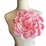 Heyiwell Large Satin Fabric flower for Brooch Pin Wedding Party Dance Dress Suit Clothes Head Hair Accessories DIY Decor 9.45'Inch, Light Pink