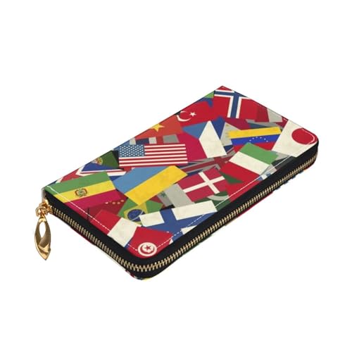 Different Countries National Flags Men'S Women'S Leather Wallet Cell Phone Purse Fashion Clutch Wristlet Bag3