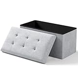 OS MOTOR Folding Storage Ottoman Bench, Multi-Functional Ottoman Foot Rest, End of Bed Bench, Storage Chest for Living Room, Bedroom, Hallway, Entryway, Holds Up to 600 lbs (Dark Gray, 30 Inches)
