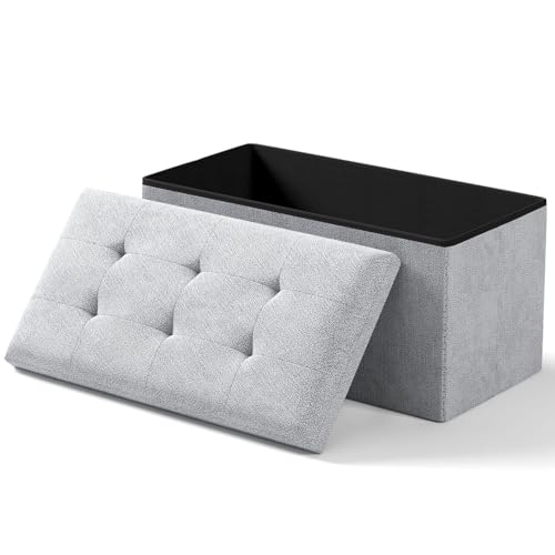 OS MOTOR Folding Storage Ottoman Bench, Multi-Functional Ottoman Foot Rest, End of Bed Bench, Storage Chest for Living Room, Bedroom, Hallway, Entryway, Holds Up to 700 lbs (Dark Gray, 30 Inches)
