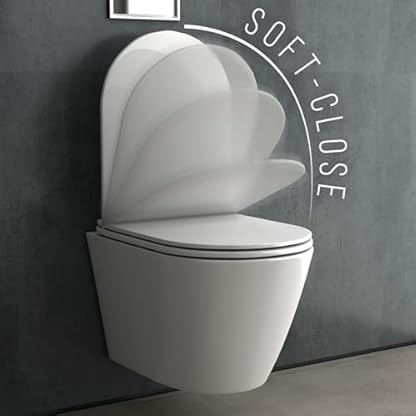 Alpenberger Hänge WC für Bad und Gäste WC | Moderne Toiletten | Kloschüssel mit Toilettendeckel mit Absenkautomatik | Wand WC Spülrandlos – Bild 7