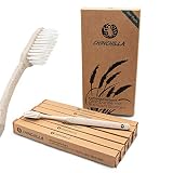 💙 PRÁCTICO: 6 cepillos de dientes Ideal para usar en casa o en la carretera en un elegante cartón natural que se puede llevar a cualquier parte.