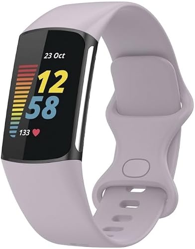 For Fitbit Charge 6 Solid Color Butterfly Buckle Silicone Watch Band, Size:L Size(Light Purple)
