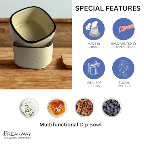 Image of Speckled Ceramic Dip Bowls - Set of 6 (Square Design)