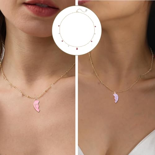 GlamRays BFF Halskette für 3, Herz durchgebrochen Sticking Magnetischer Bester Freund Halsanhänger für Frauen Freundschaft Schmuck Geschenk