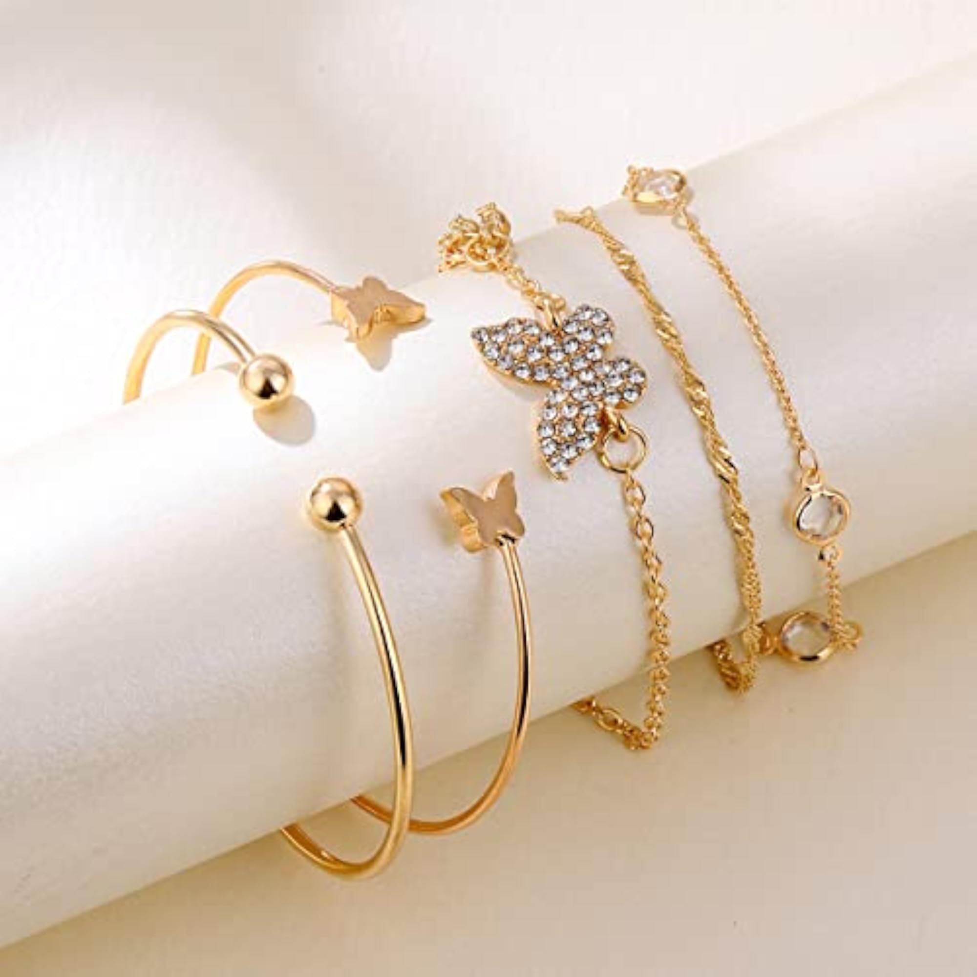Butterfly Inspired Stackable Bracelet Set, 5pcs