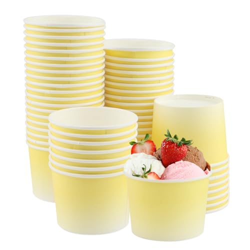 Vaskula 50 Pièces Coupe de Glace Gobelet Carton 240 ml avec 50 Cuillères Gobelets en Papier Pour Les Glaces Bonbons Desserts Coupes Glacées Desserts au...