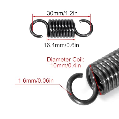 GUNGY Zugfedern mit Haken Klavierdraht Zugfeder Spannfeder 30mm Außendurchmesser 10mm Drahtdurchmesser 1,6mm Maximale Zugkraft 7,9kg 1,6x10x30mm 10 Stück