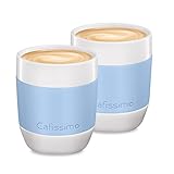  Tchibo Cafissimo Becher oder Tassen aus Porzellan mit Silikonmanschette, 2er Set (XL Becher, hellblau)