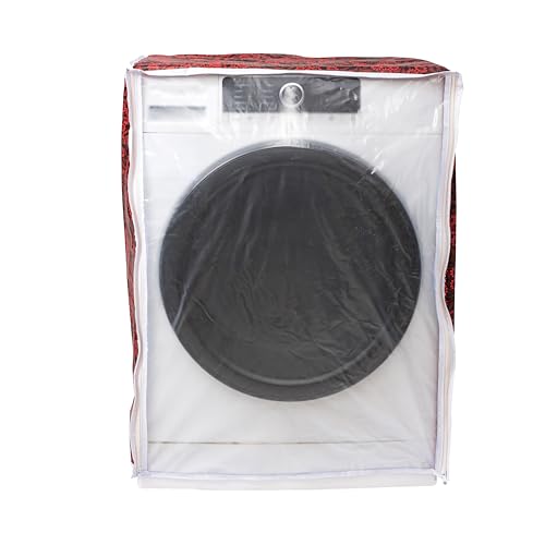 Image of Classic Front Load Washing Machine Cover Suitable for Bosch 6.5 Kg, 7 Kg, 7.5 Kg, 8 Kg, 8.5 Kg, 9 Kg (63cmsX63cmsX81cms, Red Flower, Large)