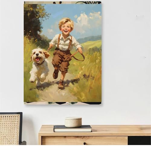 Peinture numero adulte anti-stress avec toile chien facile à peindre 30x40
