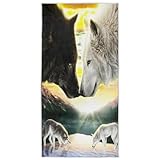Doux, confortable, absorbant Violetpos Serviette de bain lever du soleil loup 70 cm x 140 cm