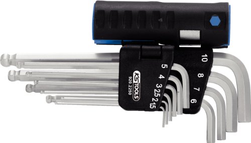 KS Tools 920.2200 3 in 1 Innen6kant-Winkelstiftschlüssel-Satz,10-tlg. lang, Kugelkopf
