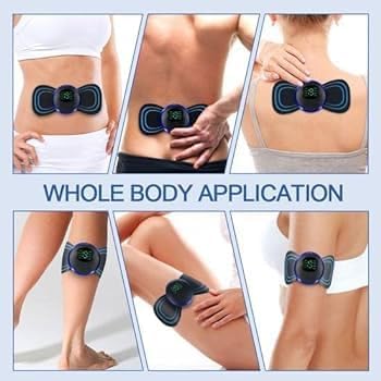 Image of EMS Muscle Stimulator Electric Handheld Mini Portable Electric Rechargeable Neck, Shoulder and Body Butterfly Massager for Pain Relief and Health & Personal Care (Blue, Medium- 1 Pc)