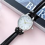 BUREI Women Watches Simple Leather Strap Watch Quartz Watches Small Thin Ladies Watch Bracelet Band Wristwatch Relogio Feminino (Brown and Black) - Image 2