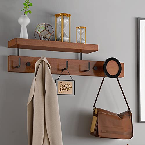 Porte-manteau avec étagère de rangement – Crochets muraux en bois pour entrée, salle de bain, salon, chambre à coucher