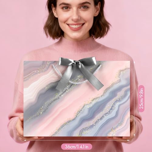 Image of JMANNI Gift Bags, Mothers Day Gift Bags with Ribbon, Portable Paper Gift Bag, Marble Pattern, for Any Occasion, Including Valentines Day Baby Shower Birthday Party Wedding Mothers Day(LP11-DLS05-L