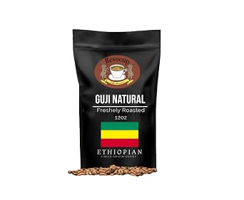 Revocup Ethiopian Guji Natural Coffee 12oz, Organic USDA Certified Naturally Processed Whole Bean Light/Medium Roast, Raspberry & Floral Notes, Specialty Grade, Brews 20+ Cups @ 9oz Gourmet Coffee
