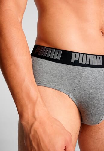 PUMA Lot de 2 Slips Quotidiens pour Homme, Gris mélangé/Noir, XL