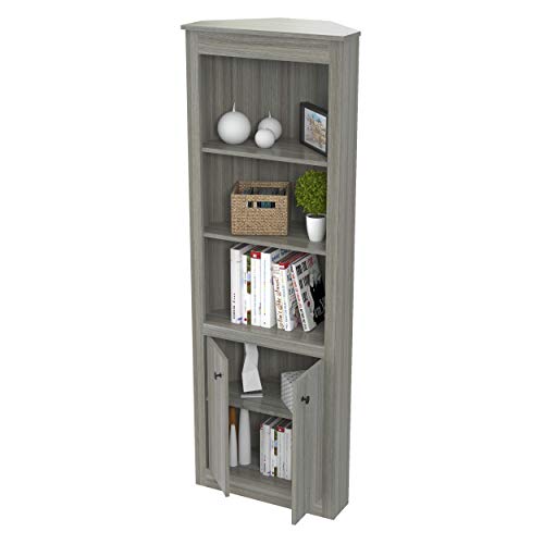 Inval Corner Bookshelf, Smoke Oak - Thumbnail 7