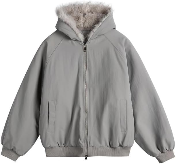 Plush Collar Retro Cotton Padded Jacket with Loose Commuting