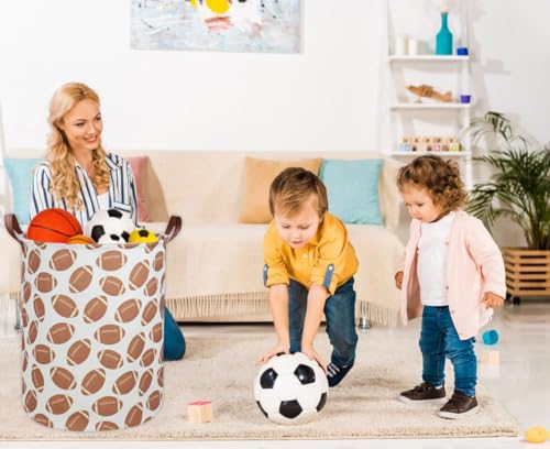 Image of Kids Laundry Hamper Footballs Hamper for Nursery Boy Clothes Hamper Cute Kids Toys Storage Bin Organizer Football Room Decor for Home(Football)