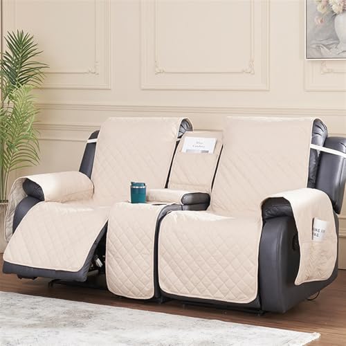 Housse fauteuil relax avec console centrale matelassée vert menthe - 5