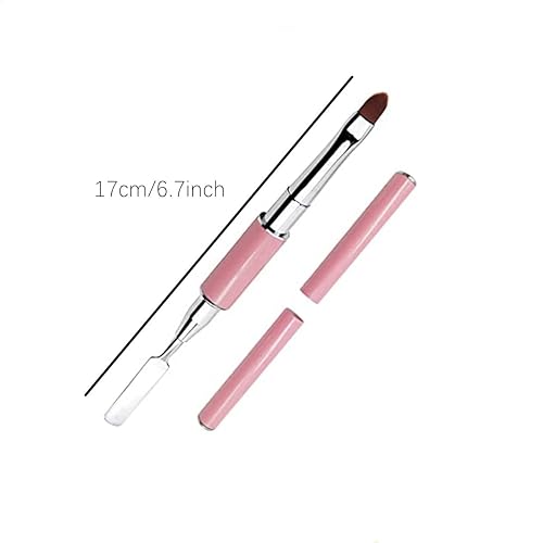Miniatura 2 de Cepillo de poligel de doble extremo, 2 en 1 cepillos de uñas de diseño de acero inoxidable, cepillo de poligel y espátula para extensión de uñas