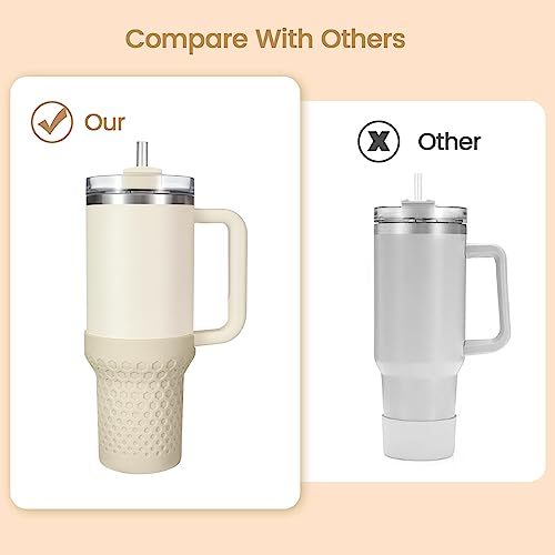 Image of Silicone Boot for Stanley, Cup Bottom Protector Sleeve, Water Cup Accessories for Stanley Quencher H2.0 FlowState Tumbler 20oz /20oz /30oz /Stanley Adventure Quencher Tumbler 24oz (Cream)