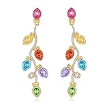 WOWORAMA Christmas Light Earrings for Women Colorful Crystal Light Bulb Earrings Xmas Earrings Dazzl
