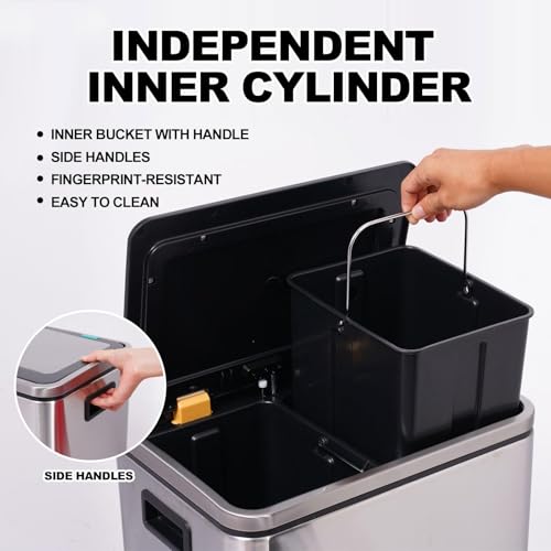 Caneca de basura doble para cocina 2 x 15L acero inoxidable miniatura 5