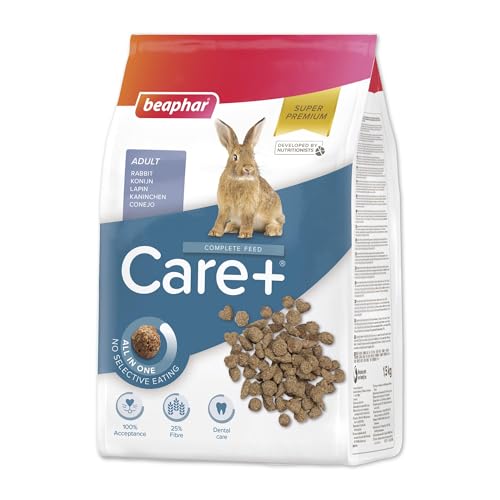 Beaphar - Care+ Pienso Super Premium - Comida para Conejos - 1,5kg - Todo en Uno - Pienso Alto en Fibra - Desgaste de los Dientes y Salud Dental - Alimentación Extrusionada