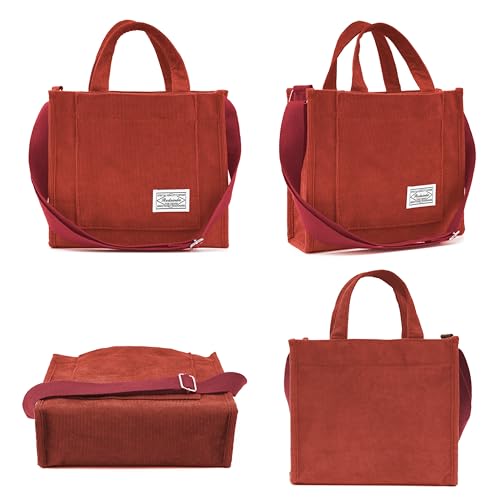 REDSINDA Corduroy Tote Rust Red