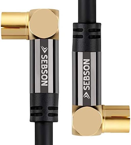 SEBSON TV Antenna Cable 2m 90° right angle, Coax Plug/Socket (male/female), Aerial Cable 105dB 4-fold shielded, Coaxial Cable for TV (HDTV, UHD, 4K), Radio