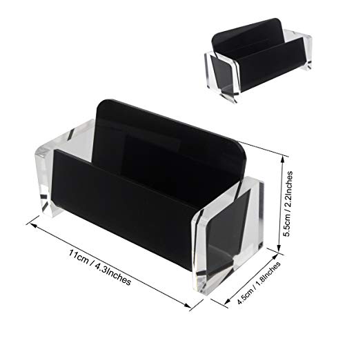 Enyuwlcm Acrylic Desktop Business Card Holder Display For Desk Elegant Business Card Stand For Office Black/Clear With One Non-Slip Mat (Sticky) #TOP1