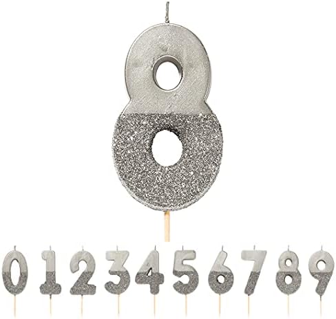 Talking Tables Silver Number 1 Candle with Glitter-Premium Quality Cake Topper Decoration-Pretty, Sparkly for Kids, Adults, Teenagers, 1st Birthday Party, 18th, 21st, Anniversary, Milestone Age