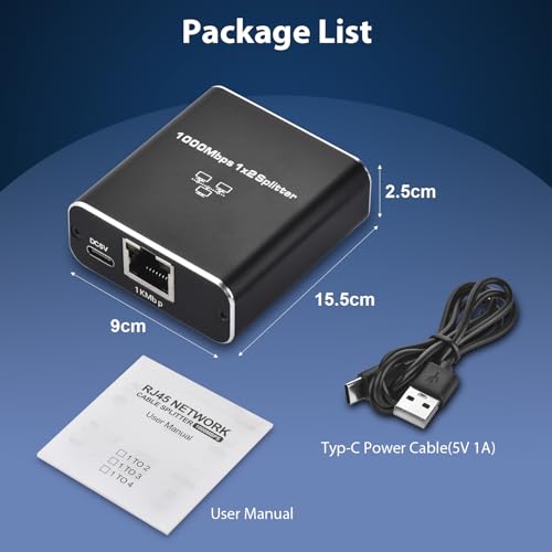 Ethernet Splitter 1 to 2 High Speed 1000Mbps，Gigabit Ethernet Splitter，LAN Splitter， RJ45 Internet Splitter Adapter for Cat 5/5e/6/7/8 Cable [2 Devices Networked Simultaneously] - Thumbnail 7