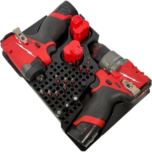 M12 Fuel Drill Driver (3404-20) and 1/4in Impact (3453-20) Insert Organizer Liner for Milwaukee Packout Compact Case 48-22-8435. Drill, Impact, M12 Battery, and Bit Storage Organizer - Thumbnail 3