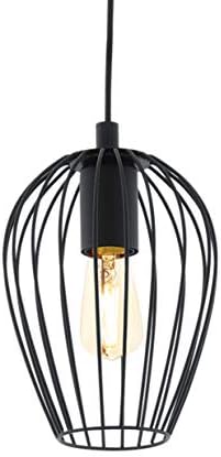 EGLO Floor light Newtown, vintage standing lamp made of black steel, living room lighting with foot switch, E27 socket