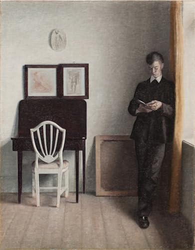 Cuadro Med Ung Mand di Vilhelm Hammershoi lámina decorativa para crear un rincón de lectura relajante
