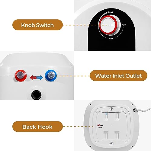 MIZUDO Mini Tank Water Heater - 2.5 Gallon Under Sink Electric Small Water Heater - 110 120V Point of Use Water Heater Wall or Floor Mounted - Easy to Install