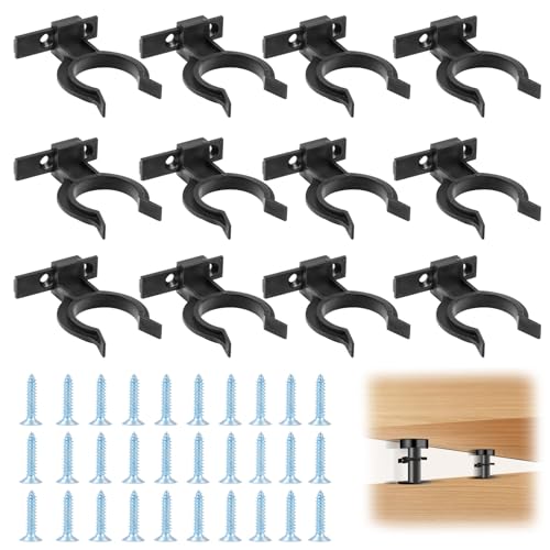 Flintronic 12 Piezas Clips de Fijación para Zócalos de Cocina, Soportes para Zócalos de Cocina, Zoca-lo Coci-na con 30 Tornillos, para sofás, mesas, camas, soportes de TV, armarios, para 32mm-42mm