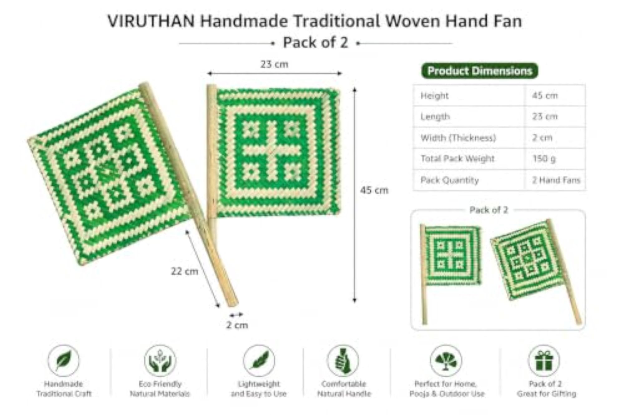 Handmade Traditional Hand Fan with Woven Bamboo Handle