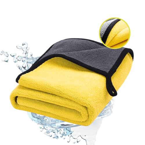 CARAPAPA Toalla de Secado para Coche 90x60 cm - Microfibra de Alta Absorción 650 gsm - Bayeta para Secado de Autos Sin Pelusas ni Arañazos - Gamuza Profesional para Coche, Moto y Cristales