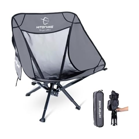 HITORHIKE Camping Chairs for Adults Folding Camp Chair-10-Second Install,Breathable Fabric, Portable Bag,Lightweight Perfect for Camping,Beach,Backpacking Picnic,Supports 330 Lbs (Grey) Cover
