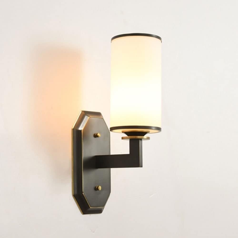 KBUUKYYXouy Black Wall Sconce Milk Glass Mid Century Wall Sconce Vintage Vanity Lighting Fixture Rustic Mid Century Wall Light Industrial Wall Mounted Lamp for Bedroom Living Room Staircase Farmhouse